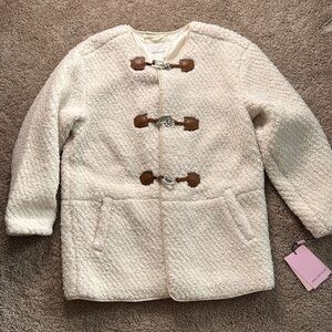 Avec Les Filles Cream Toggle Jacket Plush Knit